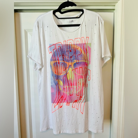 🍭 GUESS Mens Trippy Livin' Graphic T-Shirt, White, X-Large - Picture 4 of 11